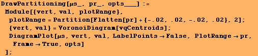 DrawPartitioning[μs_, pr_, opts___] := Module[{vert, val, plotRange}, plo ... ;s, vert, val, LabelPointsFalse, PlotRangepr, FrameTrue, opts] ] ;