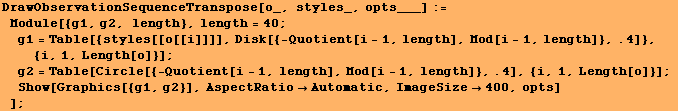 DrawObservationSequenceTranspose[o_, styles_, opts___] := Module[{g1, g2, length}, len ... 371;Show[Graphics[{g1, g2}], AspectRatioAutomatic, ImageSize400, opts] ] ;