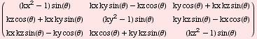 (    2                                                                                 ...    kx kz sin(θ) - ky cos(θ)   kx cos(θ) + ky kz sin(θ)   (kz  - 1) sin(θ)