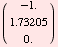 ( -1.`                )            1.7320508075688772`            0.`