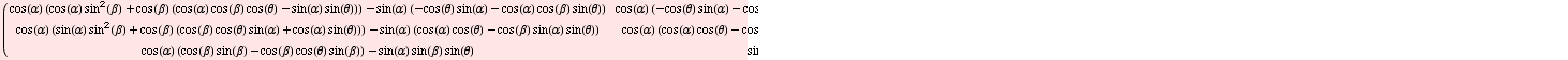 (                             2                                                        ...                                                            cos (β) + cos(θ) sin (β)