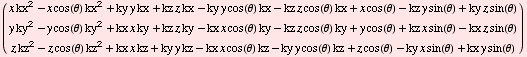 (     2                   2                                                            ...  - kx x cos(θ) kz - ky y cos(θ) kz + z cos(θ) - ky x sin(θ) + kx y sin(θ)