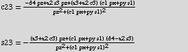 c23 = (-d4 pz + a2 s3 pz + (a3 + a2 c3) (c1 px + py s1))/(pz^2 + (c1 px + py s1)^2) <br /><br  ... + py s1) (d4 - a2 s3))/(pz^2 + (c1 px + py s1)^2)         