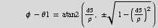     ϕ - θ1 = atan2 (d3/ρ,  (1 - (d3/ρ)^2)^(1/2))