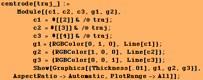 centrode[traj_] := <br />    Module[{c1, c2, c3, g1, g2}, <br /> &nbs ... bsp;Show[Graphics[{Thickness[.01], g1, g2, g3}], AspectRatio->Automatic, PlotRange->All]] ; 