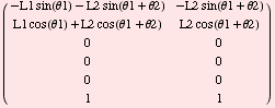 ( -L1 sin(θ1) - L2 sin(θ1 + θ2)   -L2 sin(θ1 + θ2)            ...                                      0            1                                              1