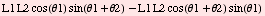 L1 L2 cos(θ1) sin(θ1 + θ2) - L1 L2 cos(θ1 + θ2) sin(θ1)