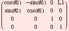 ( cos(θ2)    -sin(θ2)   0               L1            )            s ...     0               1               0            0               0               0               1