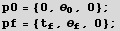 p0 = {0, θ_0, 0} ; pf = {t_f, θ_f, 0} ; 