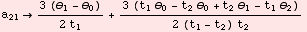 a_21 (3 (θ_1 - θ_0))/(2 t_1) + (3 (t_1 θ_0 - t_2 θ_0 + t_2 θ_1 - t_1 θ_2))/(2 (t_1 - t_2) t_2)