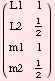 (         )            L1   1                 1                -           L2   2              m1   1                 1                -           m2   2