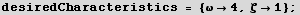 desiredCharacteristics = {ω4, ζ1} ;