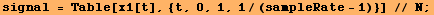 signal = Table[x1[t], {t, 0, 1, 1/(sampleRate - 1)}] // N ;