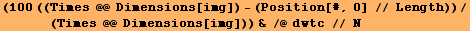 (100 ((Times @@ Dimensions[img]) - (Position[#, 0] // Length))/(Times @@ Dimensions[img])) & /@ dwtc // N