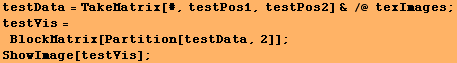 testData = TakeMatrix[#, testPos1, testPos2] & /@ texImages ; testVis = BlockMatrix[Partition[testData, 2]] ; ShowImage[testVis] ; 